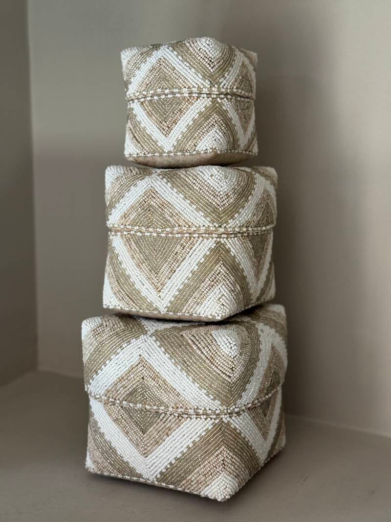 Set van 3 - Offermandjes Beige/Wit